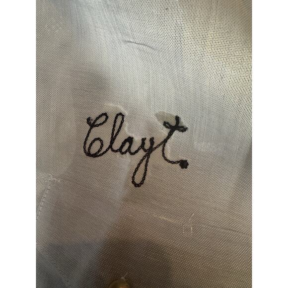 Vintage Mobil Pegasus Unitog Service Shirt Long Sleeve W Name Clayt Medium USA - Picture 11 of 11